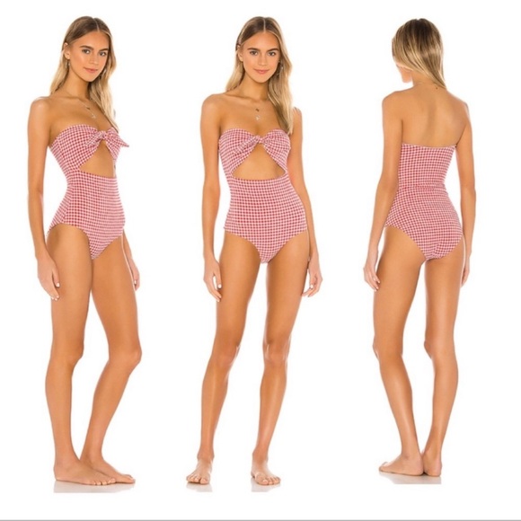 New! ONIA “Marie” Rose Flower Print Tie Front Cut Out One Piece Swimsuit - Picture 7 of 8